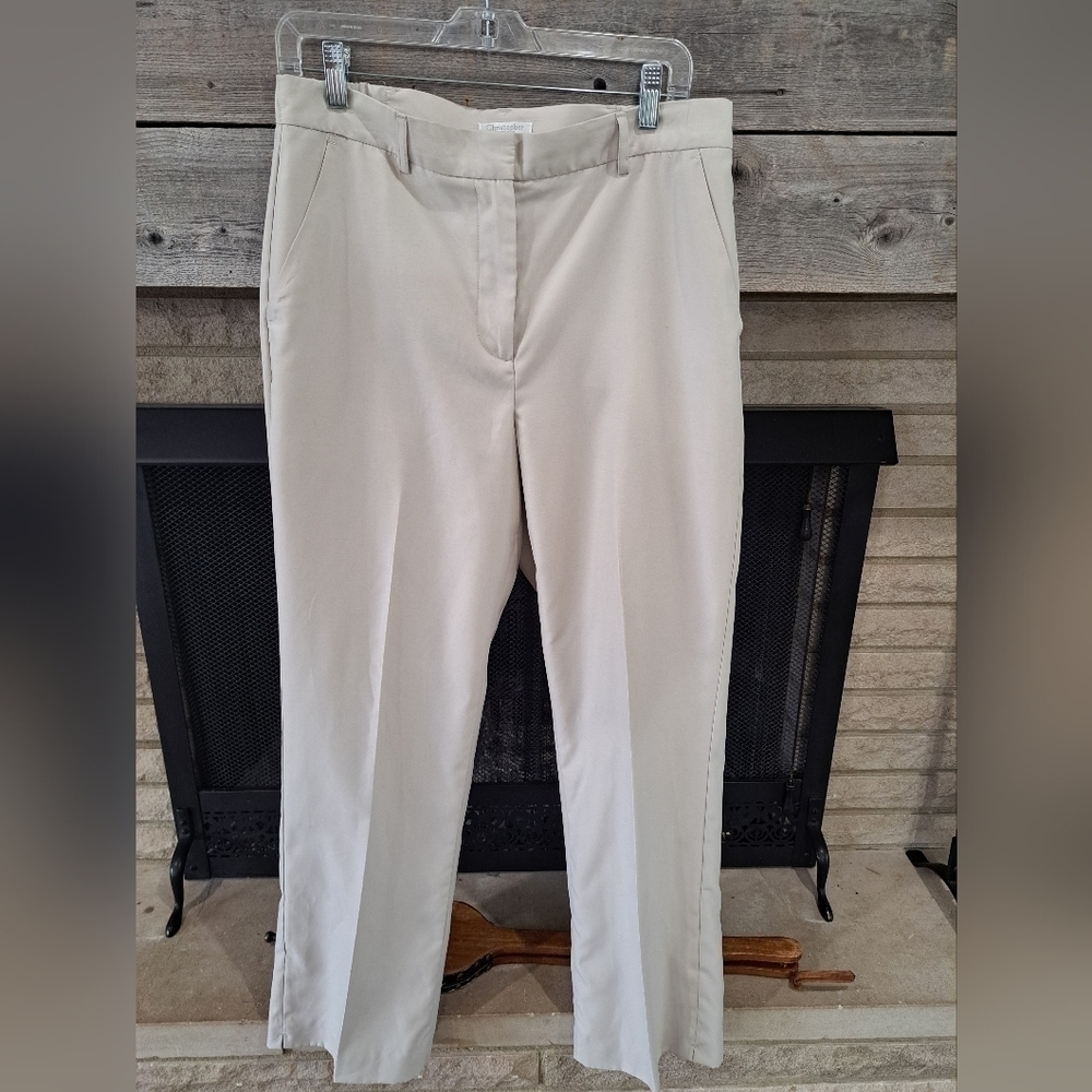 Christopher & Banks Women's Size 10 Beige Expandable Waist Trouser Pants Pleated